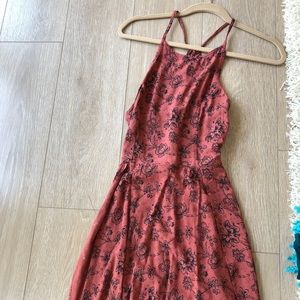 Floral black / orangy peach dress